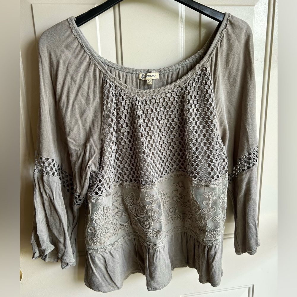 Olive Green Patterned Top